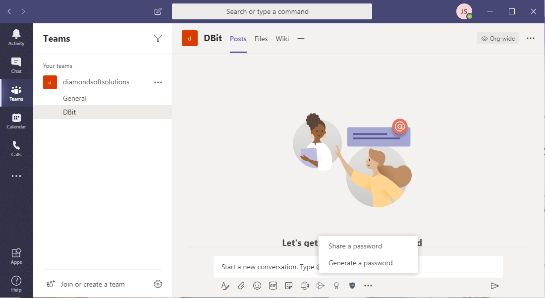 Команда password. Microsoft Teams встречи.